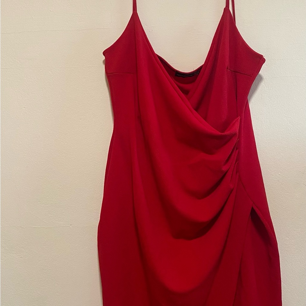 Plus Lauriell Red Wrap Front Crepe Midi Dress - Picture 4 of 6